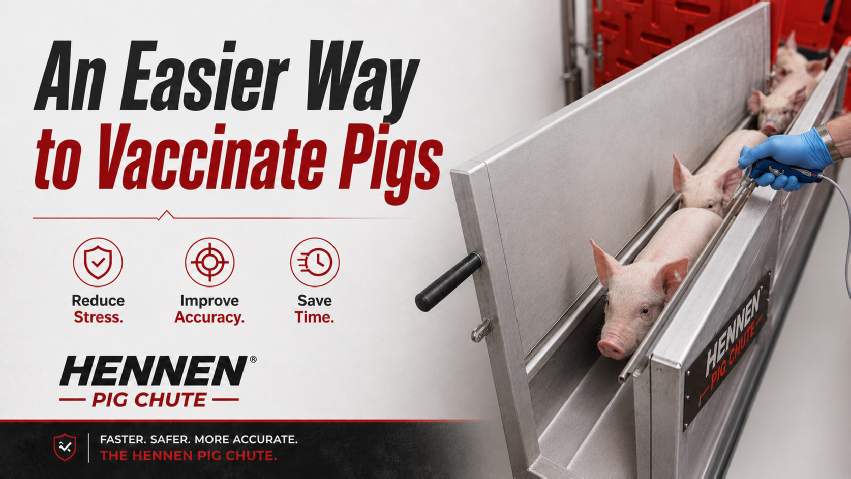 An Easier Way to Vaccinate Pigs – Hennen Pig Chute restrains pigs for faster, safer, and more accurate vaccination.